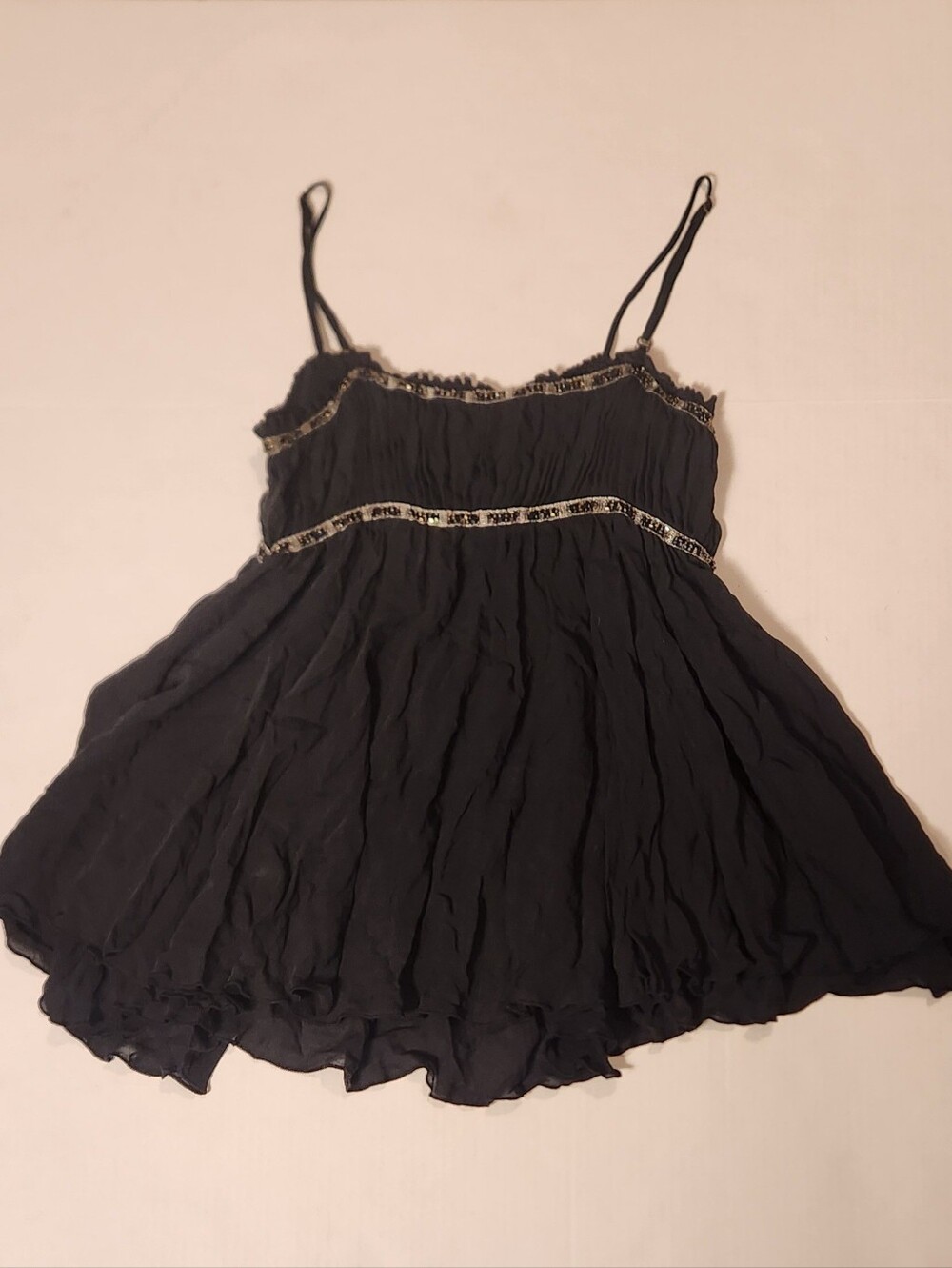 VTG Y2K 100% Silk Express Black Spaghetti Strap Lingerie Tank Top Small S EUC
